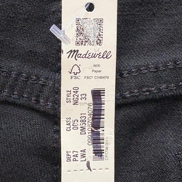 Madewell‎ 11" Roadtripper Super Soft Black Denim Jeans Women's Size 33 NWOT - Picture 8 of 8
